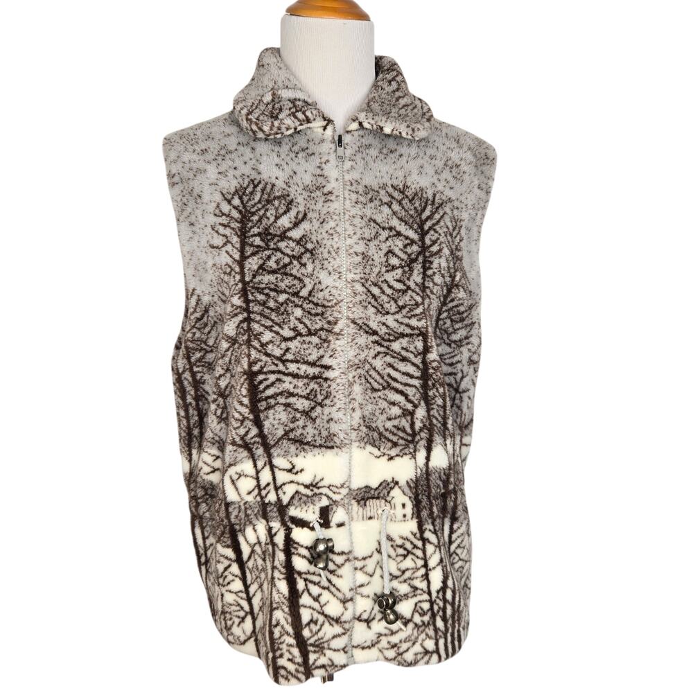 Vintage Granola Mountain Forest Fleece Denali Women Vest Indie Outdoors Medium